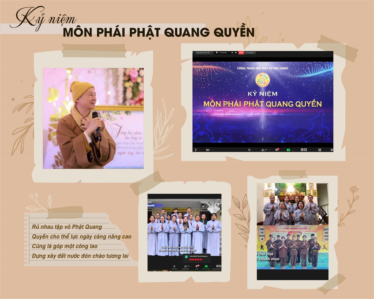Chương trình sinh hoạt online kỷ niệm 7 năm thành lập môn phái Phật Quang Quyền
